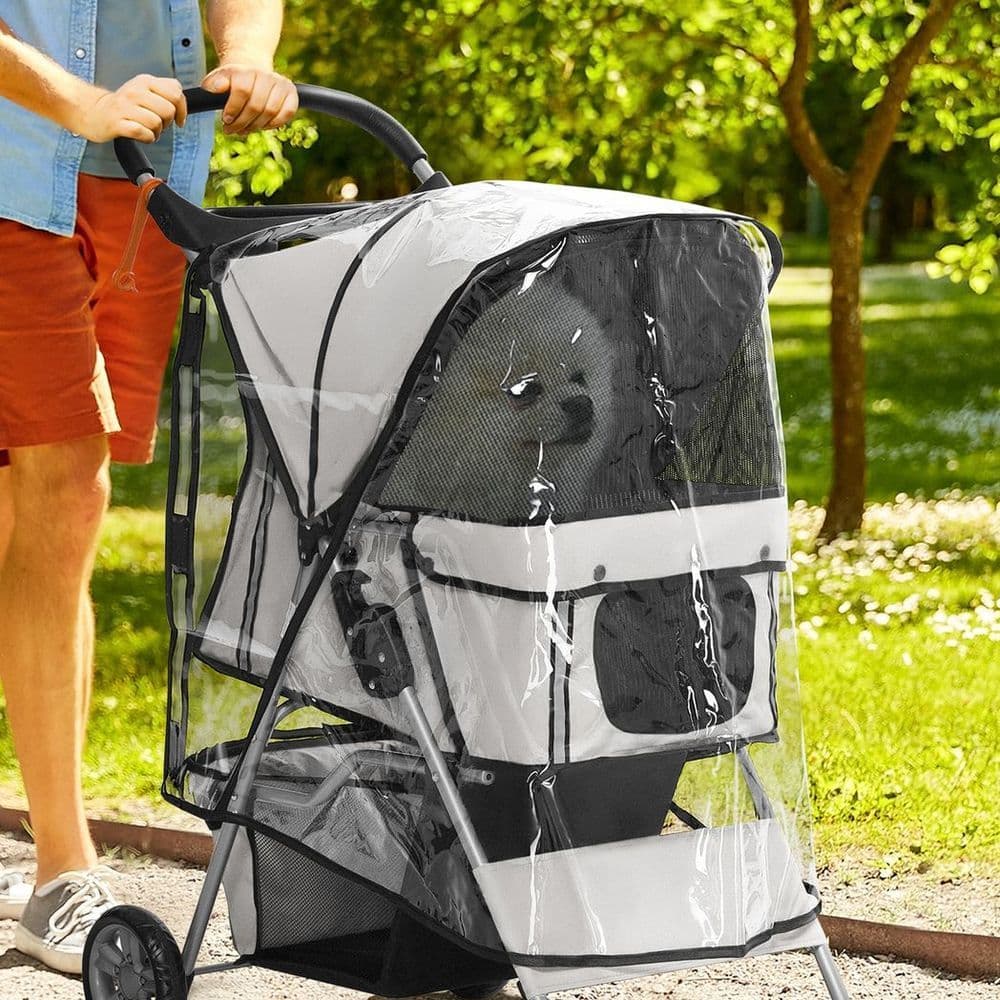 image-PawHut Dog Stroller Rain Cover w/ Rear Entry, Cover, for Dog Pram