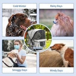 image-PawHut Dog Stroller Rain Cover w/ Rear Entry, Cover, for Dog Pram