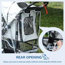 image-PawHut Dog Stroller Rain Cover w/ Rear Entry, Cover, for Dog Pram