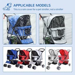 image-PawHut Dog Stroller Rain Cover w/ Rear Entry, Cover, for Dog Pram