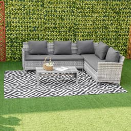 image-Outsunny 182x274cm Reversible Outdoor Rug Portable Plastic Straw RV Camping Mat