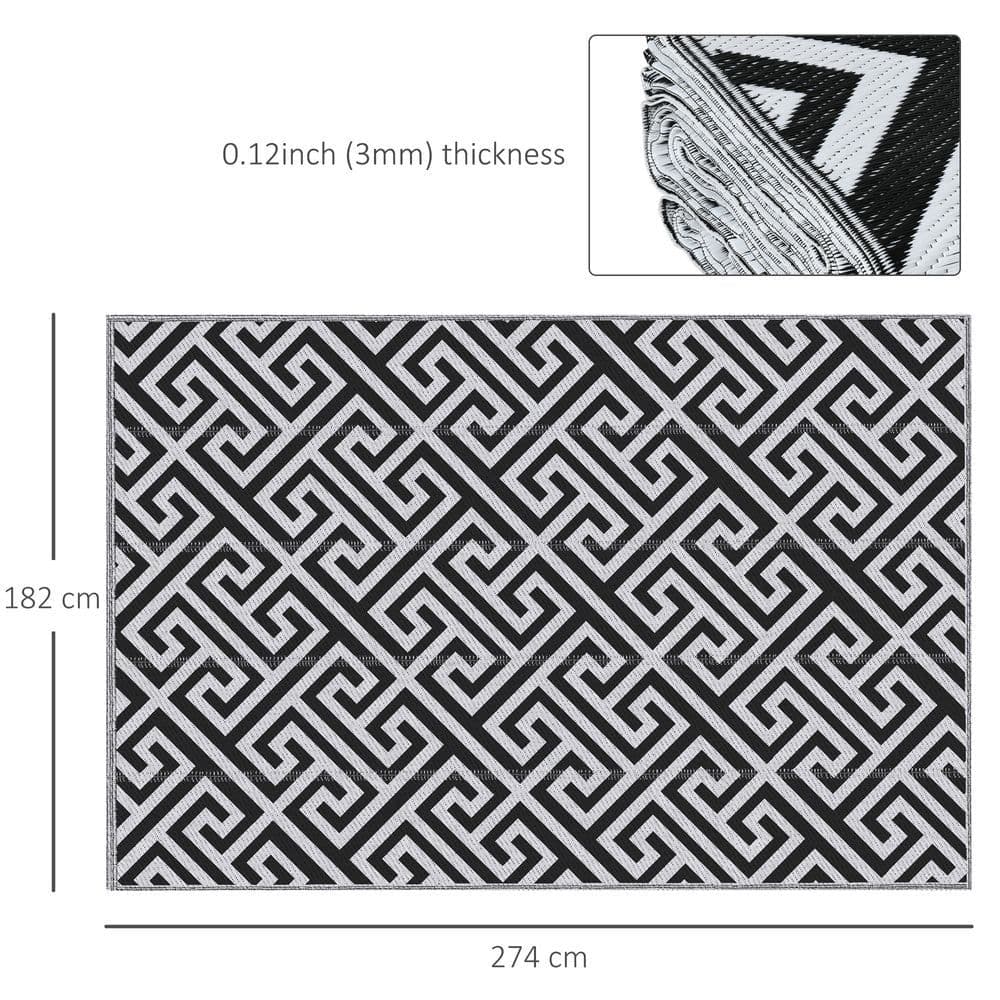 image-Outsunny 182x274cm Reversible Outdoor Rug Portable Plastic Straw RV Camping Mat