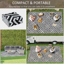 image-Outsunny 182x274cm Reversible Outdoor Rug Portable Plastic Straw RV Camping Mat
