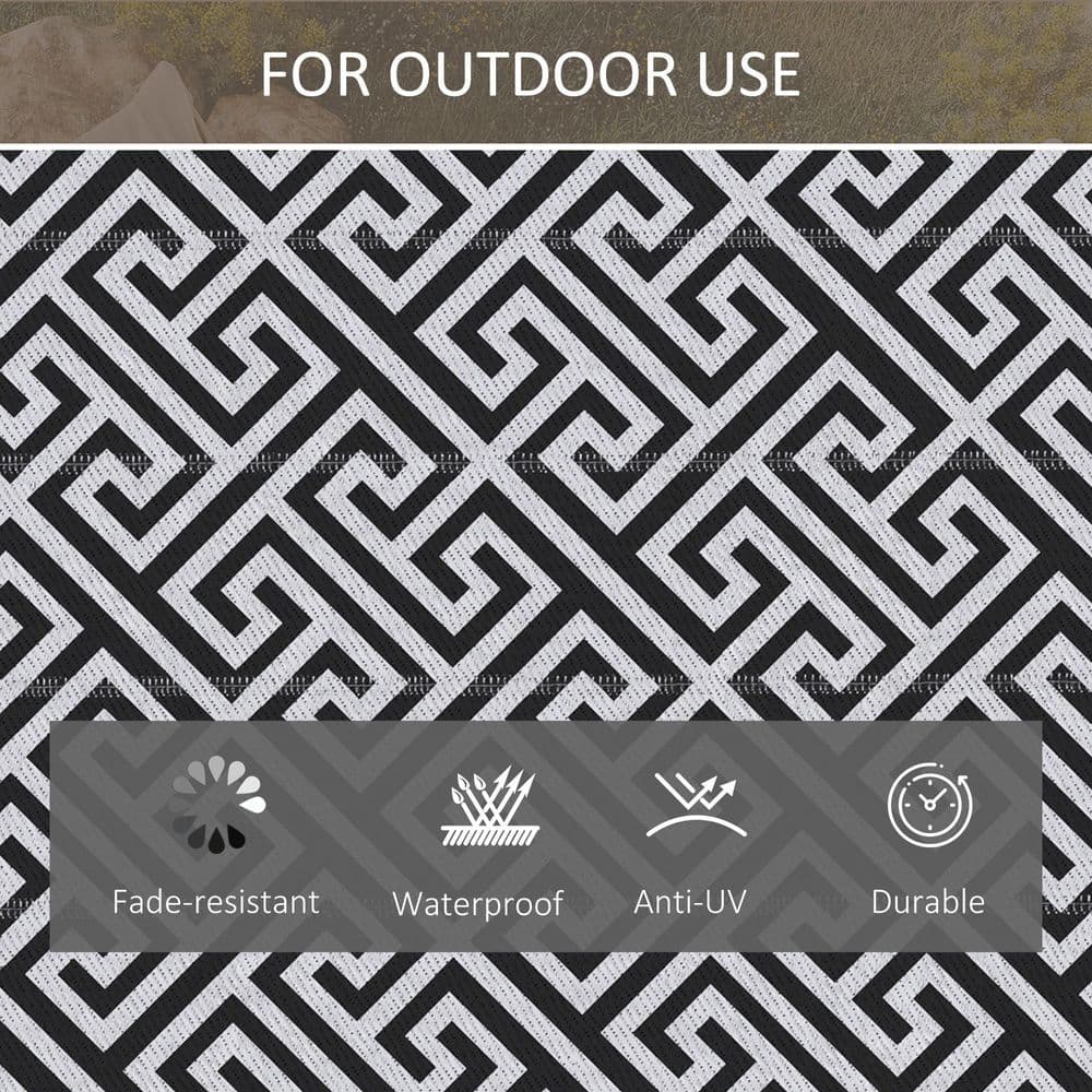 image-Outsunny 182x274cm Reversible Outdoor Rug Portable Plastic Straw RV Camping Mat