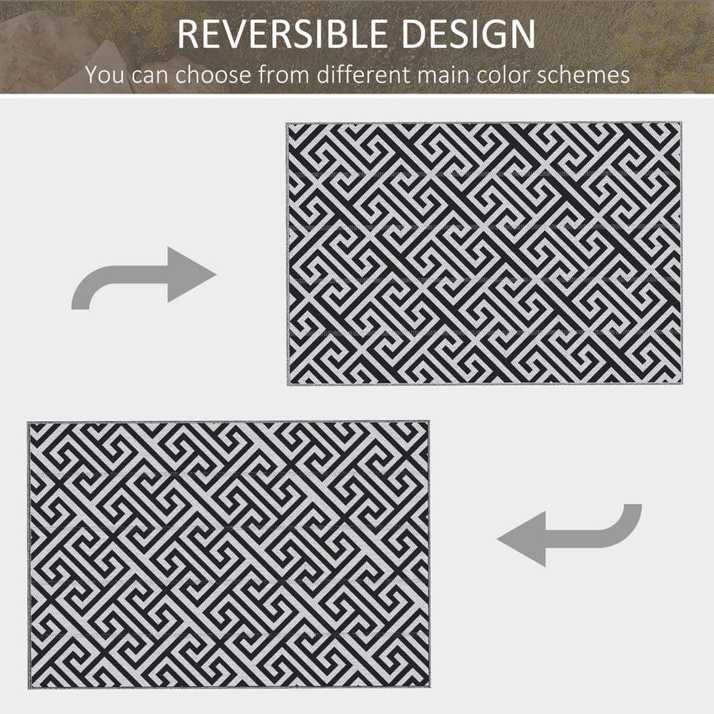 image-Outsunny 182x274cm Reversible Outdoor Rug Portable Plastic Straw RV Camping Mat