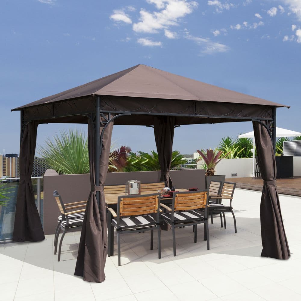 image-Outsunny 3m x 3m Garden Metal Gazebo Marquee Party Tent Canopy Shelter Pavilion