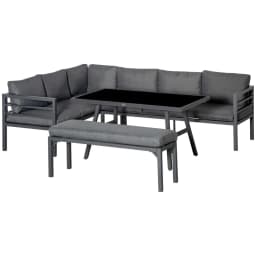 image-Outsunny 8-Seater Aluminium Garden Dining Sofa Furniture Set with Cushions
