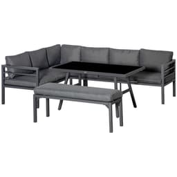 image-Outsunny 8-Seater Aluminium Garden Dining Sofa Furniture Set with Cushions
