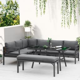 image-Outsunny 8-Seater Aluminium Garden Dining Sofa Furniture Set with Cushions