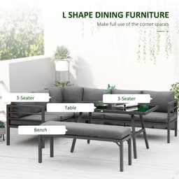 image-Outsunny 8-Seater Aluminium Garden Dining Sofa Furniture Set with Cushions