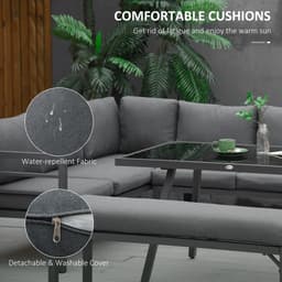image-Outsunny 8-Seater Aluminium Garden Dining Sofa Furniture Set with Cushions