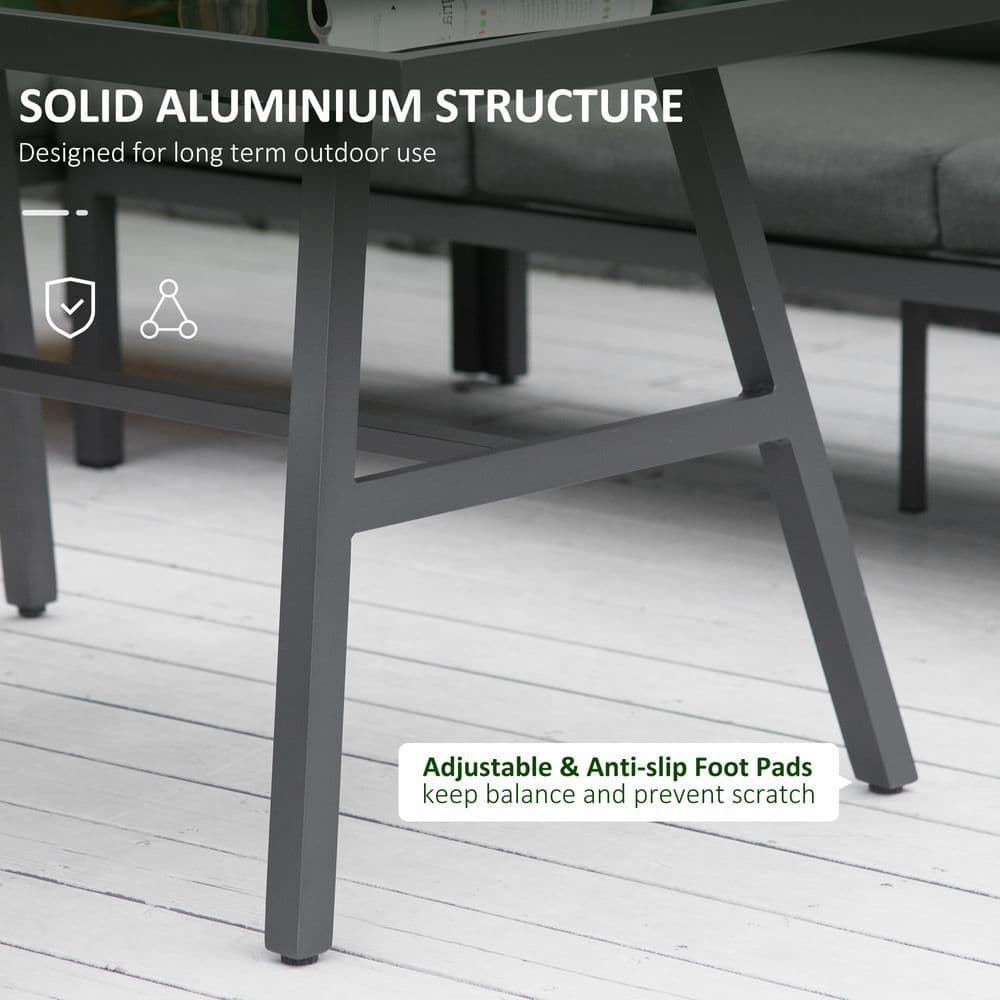 image-Outsunny 8-Seater Aluminium Garden Dining Sofa Furniture Set with Cushions