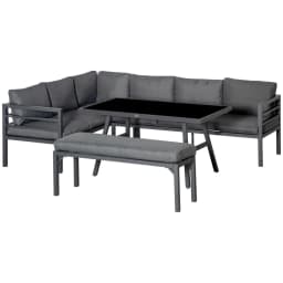 image-Outsunny 8-Seater Aluminium Garden Dining Sofa Furniture Set with Cushions