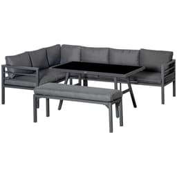 image-Outsunny 8-Seater Aluminium Garden Dining Sofa Furniture Set with Cushions