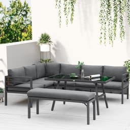 image-Outsunny 8-Seater Aluminium Garden Dining Sofa Furniture Set with Cushions