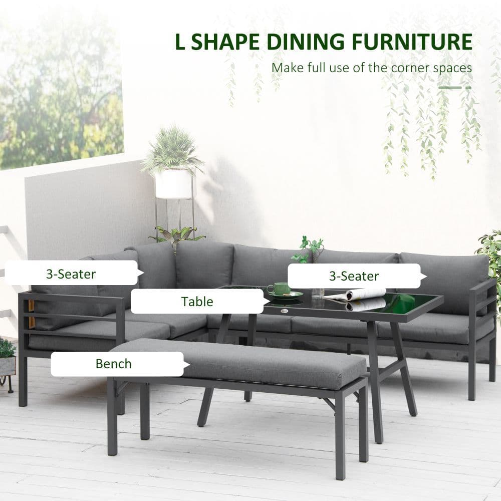 image-Outsunny 8-Seater Aluminium Garden Dining Sofa Furniture Set with Cushions