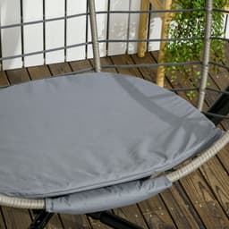 image-Outsunny PE Rattan Hanging Swing Chair w/ Stand & Cup Holder, Grey