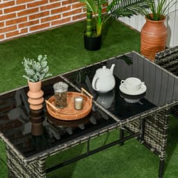 image-Outsunny Rattan Garden Furniture Sofa Set, 2 Armchairs 2 Footstools Table Grey