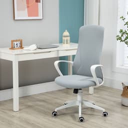 image-Vinsetto High-Back Home Office Chair Height Adjustable Elastic Desk Chair Grey