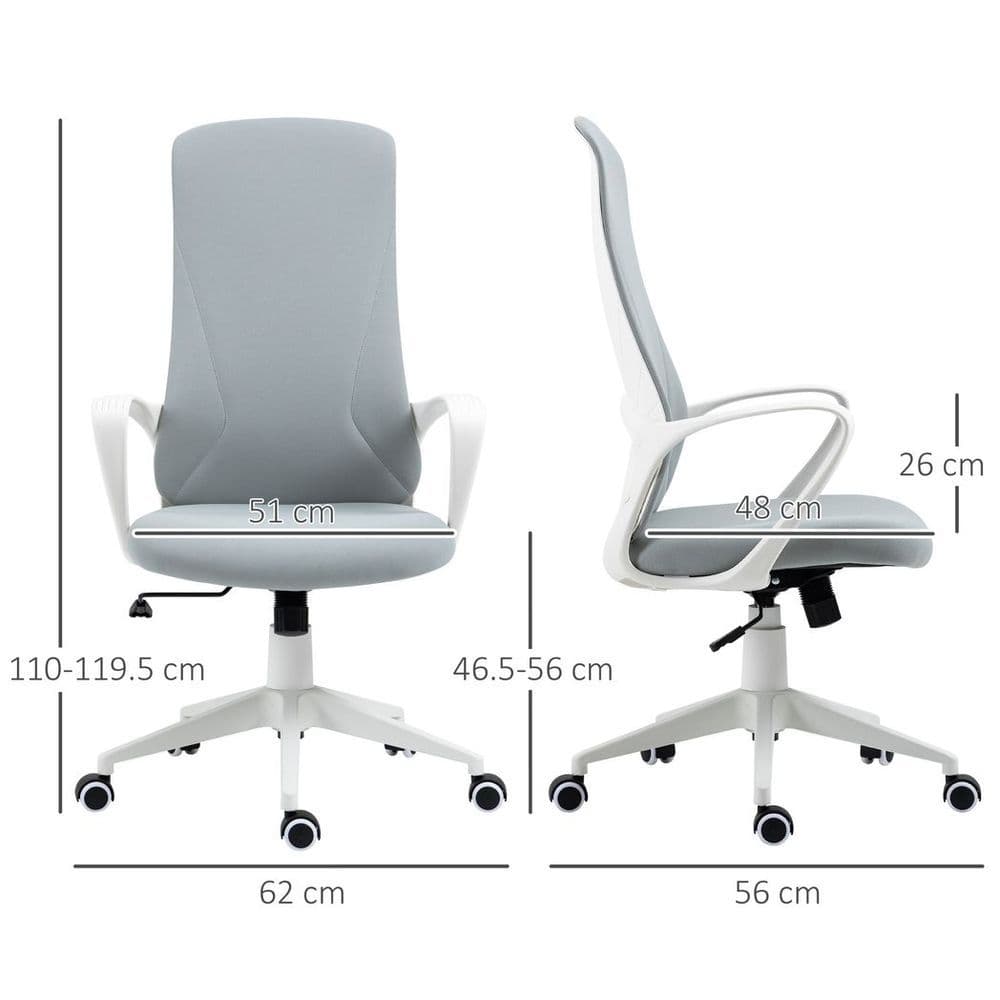 image-Vinsetto High-Back Home Office Chair Height Adjustable Elastic Desk Chair Grey