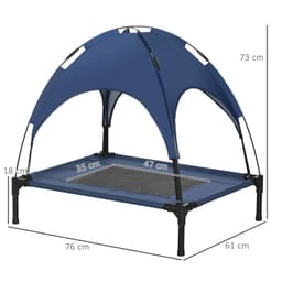 image-PawHut 76cm Elevated Dog Bed Cooling Raised Pet Cot UV Protection Canopy Blue