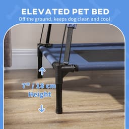 image-PawHut 76cm Elevated Dog Bed Cooling Raised Pet Cot UV Protection Canopy Blue
