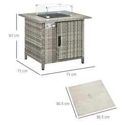 image-Outsunny Gas Fire Pit Table w/ Rain Cover, Windscreen & Lava Stone, 50,000 BTU