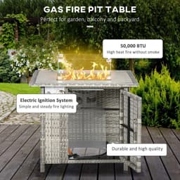 image-Outsunny Gas Fire Pit Table w/ Rain Cover, Windscreen & Lava Stone, 50,000 BTU