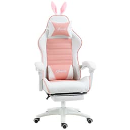 image-Vinsetto Racing Style Gaming Chair with Footrest Removable Rabbit Ears, Pink