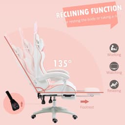 image-Vinsetto Racing Style Gaming Chair with Footrest Removable Rabbit Ears, Pink