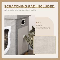 image-PawHut 2 in 1 Cat Bed Ottoman w/ Removable Cushion, Handles, Scratching Pad