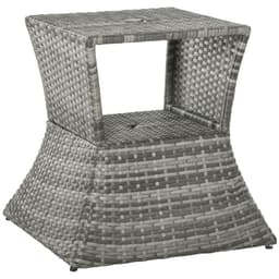 image-Outsunny Rattan Wicker Tea Coffee Table w/ Umbrella Hole and Storage Space Grey