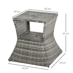 image-Outsunny Rattan Wicker Tea Coffee Table w/ Umbrella Hole and Storage Space Grey