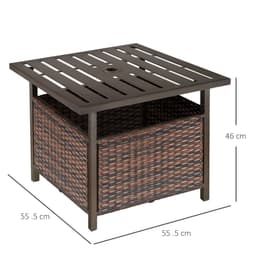 image-Outsunny Outdoor Rattan Coffee Table w/ Umbrella Hole Fit for Garden Backyard