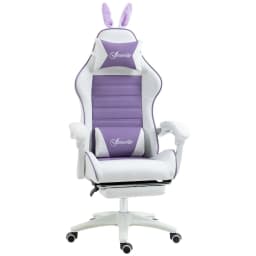 image-Vinsetto Racing Style Gaming Chair with Footrest Removable Rabbit Ears, Purple