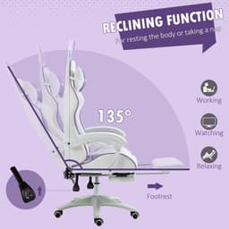 image-Vinsetto Racing Style Gaming Chair with Footrest Removable Rabbit Ears, Purple