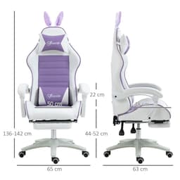 image-Vinsetto Racing Style Gaming Chair with Footrest Removable Rabbit Ears, Purple