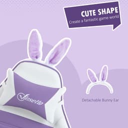 image-Vinsetto Racing Style Gaming Chair with Footrest Removable Rabbit Ears, Purple