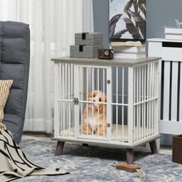 image-PawHut Dog Crate Furniture, Indoor Dog Kennel Side End Table, 64.5x48x70.5 cm