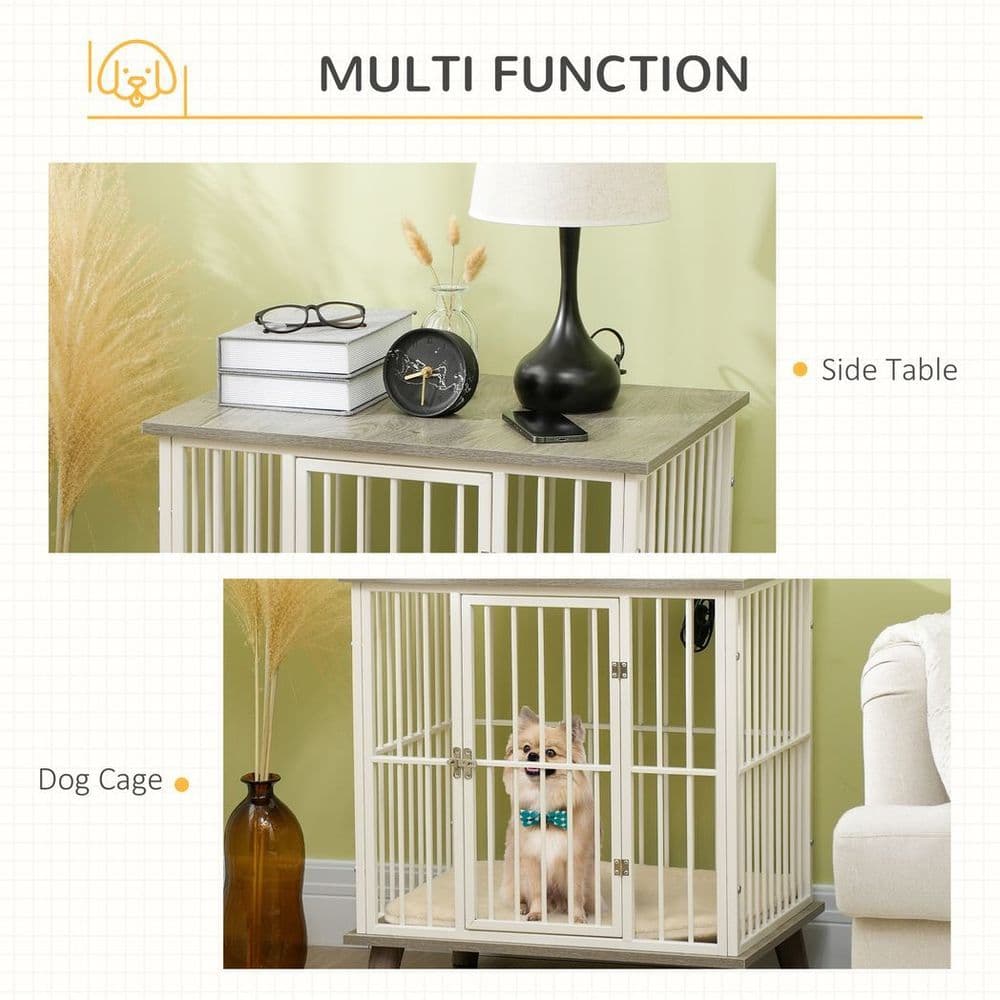 image-PawHut Dog Crate Furniture, Indoor Dog Kennel Side End Table, 64.5x48x70.5 cm