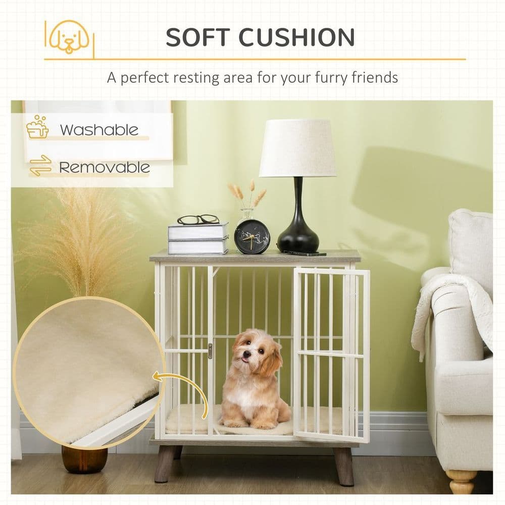 image-PawHut Dog Crate Furniture, Indoor Dog Kennel Side End Table, 64.5x48x70.5 cm