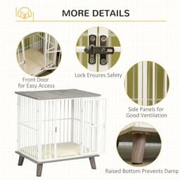 image-PawHut Dog Crate Furniture, Indoor Dog Kennel Side End Table, 64.5x48x70.5 cm