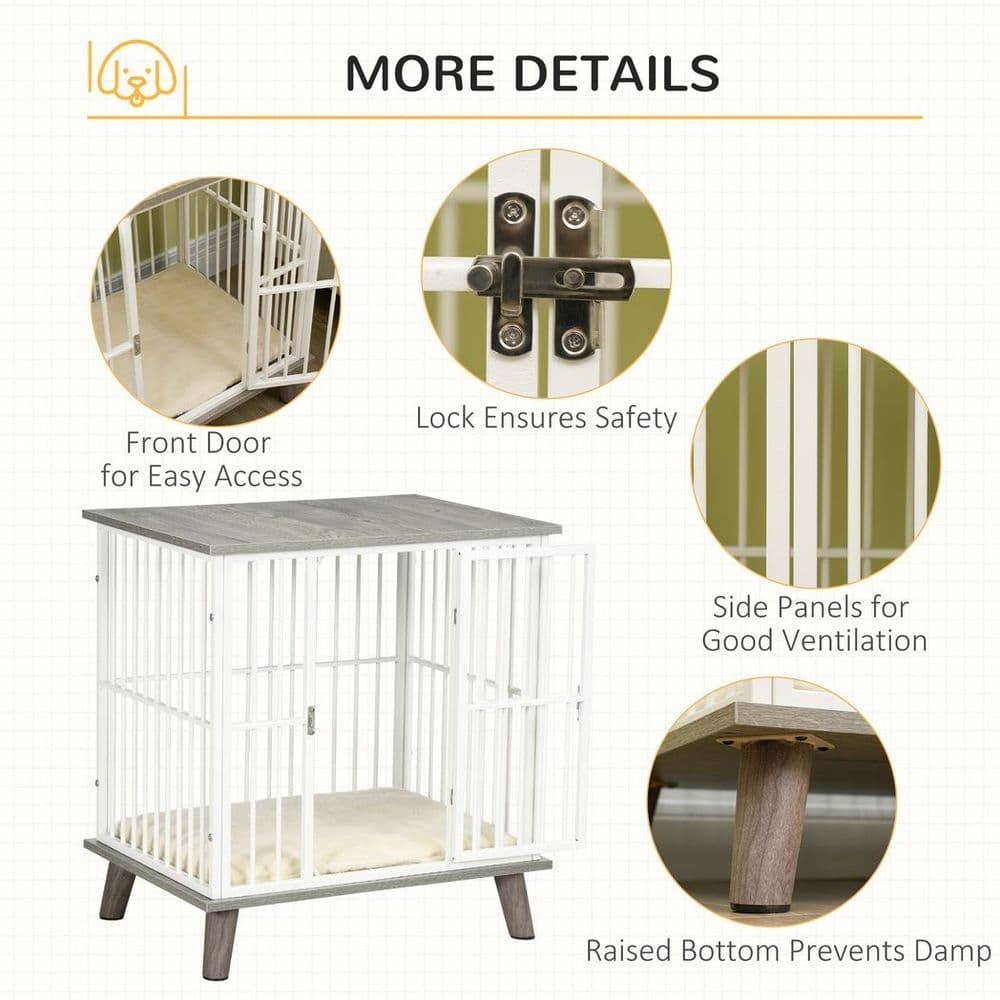 image-PawHut Dog Crate Furniture, Indoor Dog Kennel Side End Table, 64.5x48x70.5 cm