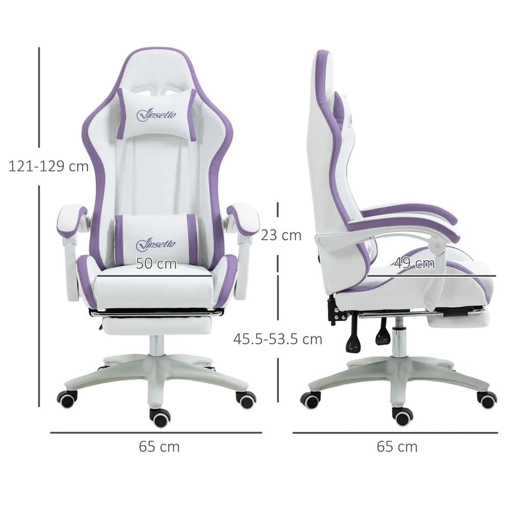 image-Vinsetto Racing Style Gaming Chair with Reclining Function Footrest, Purple