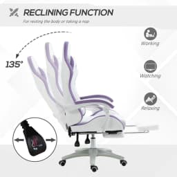 image-Vinsetto Racing Style Gaming Chair with Reclining Function Footrest, Purple