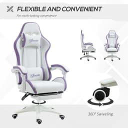 image-Vinsetto Racing Style Gaming Chair with Reclining Function Footrest, Purple