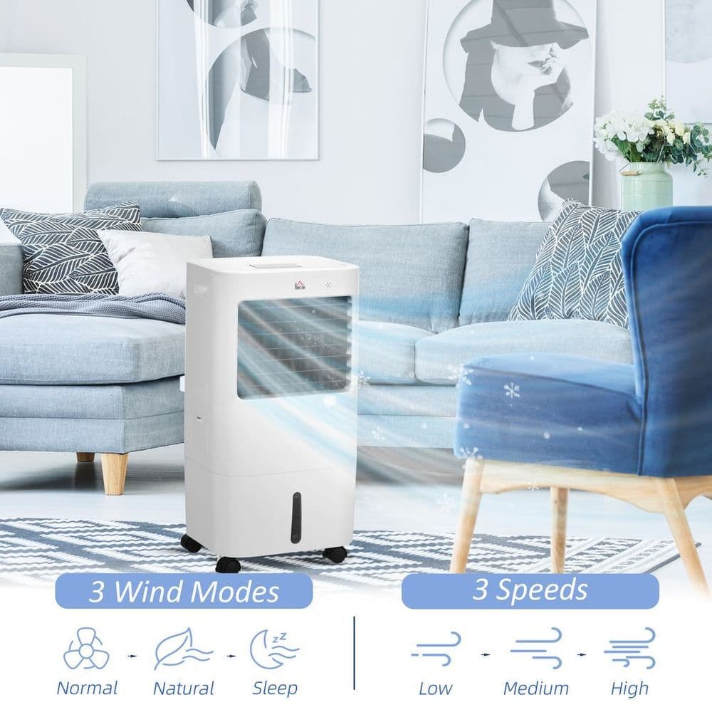 image-HOMCOM Evaporative Portable Air Cooler Cooling Fan Humidifier for Home Office