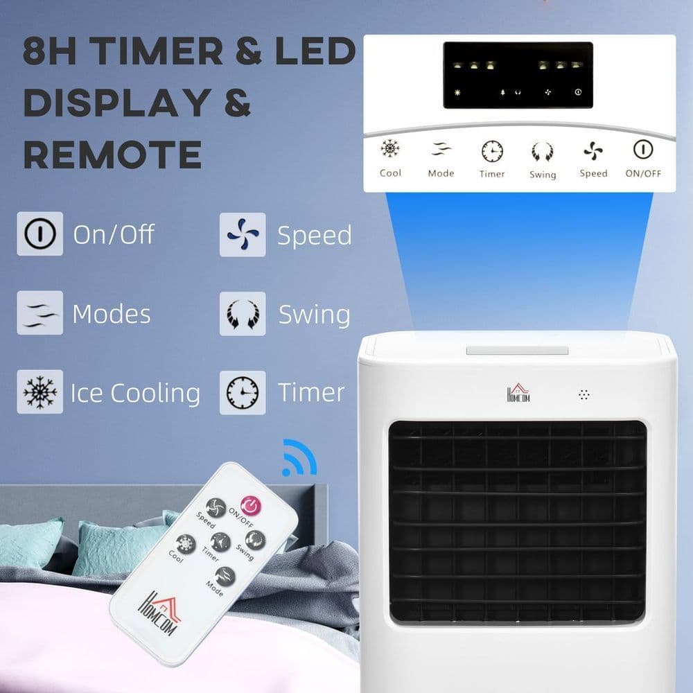 image-HOMCOM Evaporative Portable Air Cooler Cooling Fan Humidifier for Home Office