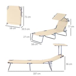 image-Outsunny Folding Chair Sun Lounger w/ Sunshade Garden Recliner Hammock Beige