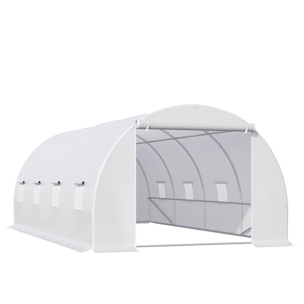 image-Outsunny 6 x 3 x 2 m Polytunnel Greenhouse w/ Zippered Door and 8 Windows